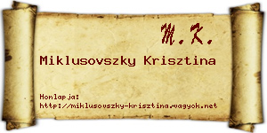 Miklusovszky Krisztina névjegykártya